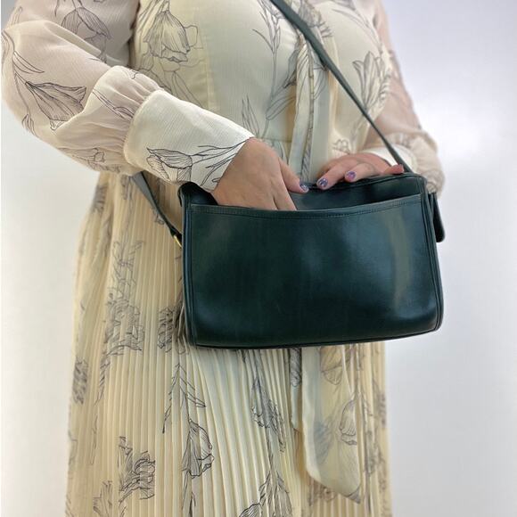 Coach Taylor Zip Bag 9944 Bottle Green Leather Handbag Crossbody Vintage - Picture 4 of 15
